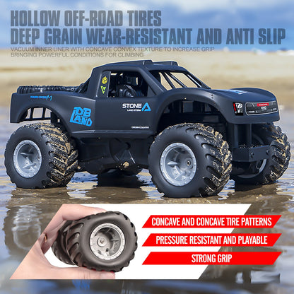 Amphibious RC Car 1:16 Scale 4WD Waterproof Land & Water Remote Control Monster Truck – 2 Rechargeable Batteries, All-Terrain RC Truck for Boys Kids Ages 4+, Birthday Christmas Gift