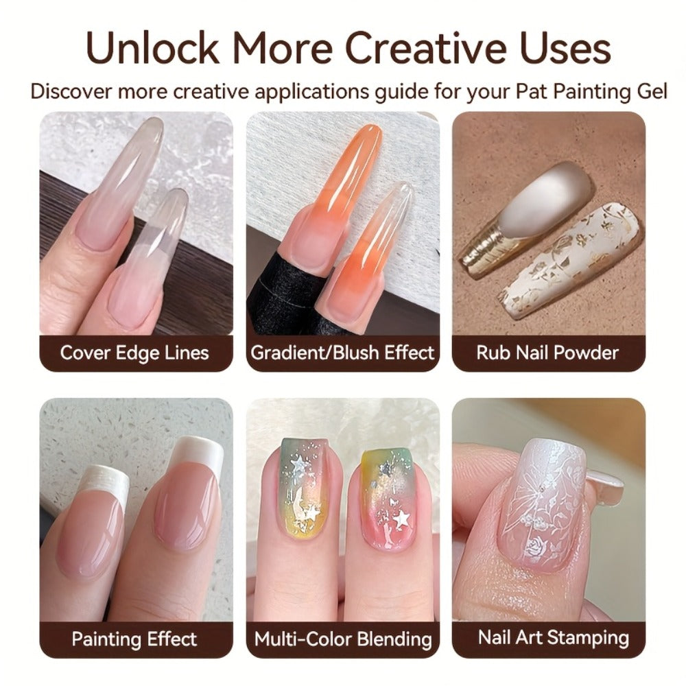 4-in-1 Pat Ombre Gel Nail Polish 9 Colors Gradient Stamping Painting Rub Powder – Solid Varnish for DIY French Manicure & Salon Nail Art, Chrome Glitter Effect for Women by UR SUGAR