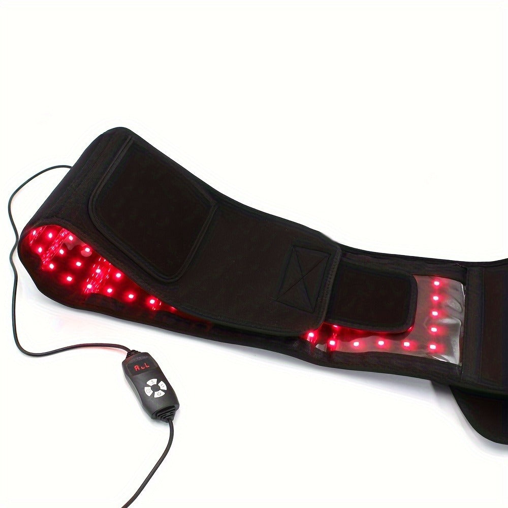 Wearable Red Light Therapy Belt – 660nm & 850nm 3-in-1 Chip Infrared Light Wrap with Timer for Inflammation Relief, Wound Healing & Body Recovery, Portable At-Home Pain Relief Therapy Device, Black