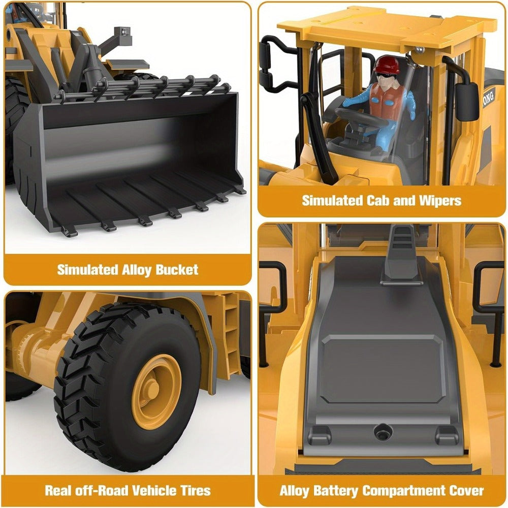 RC Wheel Loader Toy 1:20 Scale 2.4GHz 9-Channel Remote Control Construction Truck with Realistic Lights & Sounds – Building Vehicle Toy for Kids Boys Ages 6+ | Best Birthday Christmas Gift