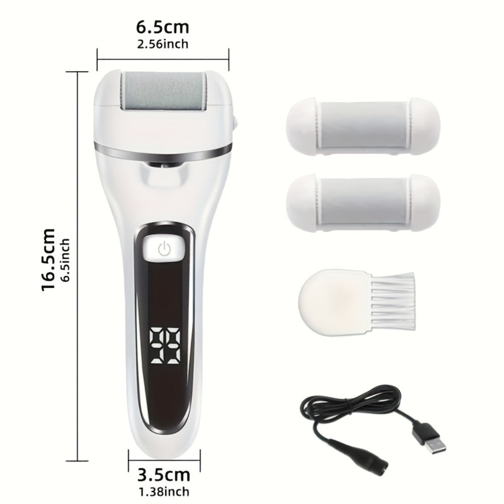 Electric Pedicure Foot File 10-in-1 Kit – Rechargeable with Digital Display, 3 Roller Heads, Dead Skin & Hard Skin Remover for Men & Women