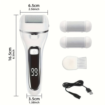 Electric Pedicure Foot File 10-in-1 Kit – Rechargeable with Digital Display, 3 Roller Heads, Dead Skin & Hard Skin Remover for Men & Women