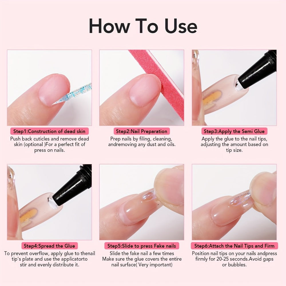 Press On Nail Glue Extra Strong Fast Drying 4 Pack 0.35oz Professional Nail Adhesive 10-Second Bond No UV Light Needed Super Hold Long-Lasting Nail Tips Glue for Women