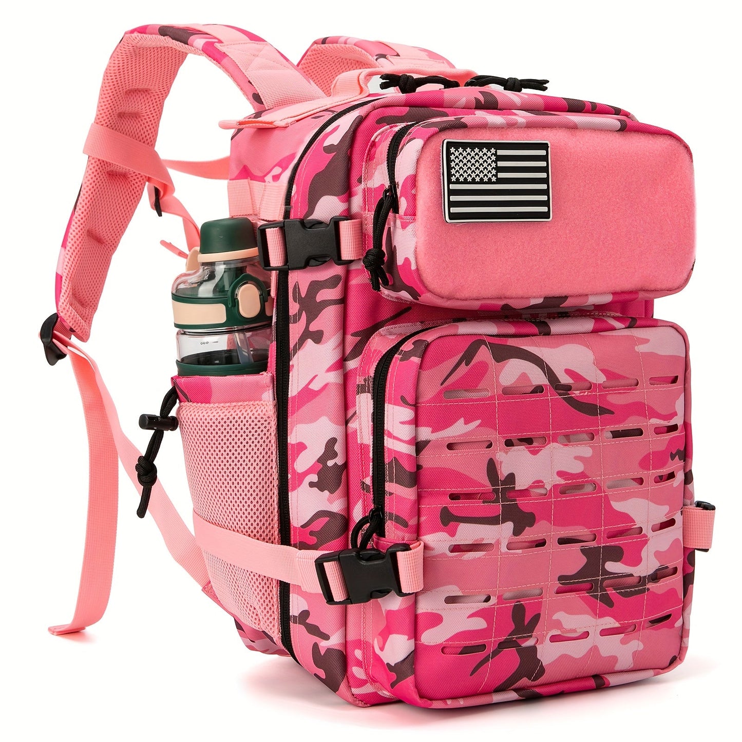 Tactical Laptop Backpack 25L MOLLE Unisex – Office & Hiking Daypack with Dual Cup Holders for Men & Women, 3-Day Bug Out Bag, Trekking & Laptop Organizer, 9 Colors: Black, Green, Pink & More