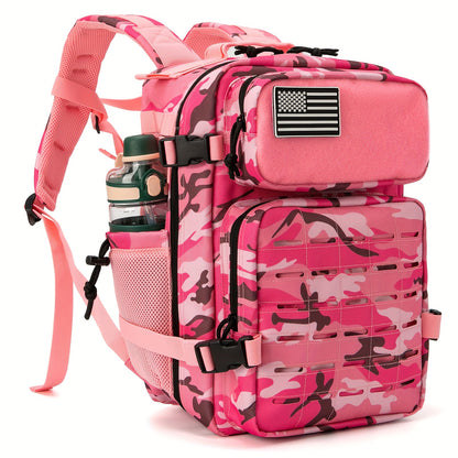 Tactical Laptop Backpack 25L MOLLE Unisex – Office & Hiking Daypack with Dual Cup Holders for Men & Women, 3-Day Bug Out Bag, Trekking & Laptop Organizer, 9 Colors: Black, Green, Pink & More