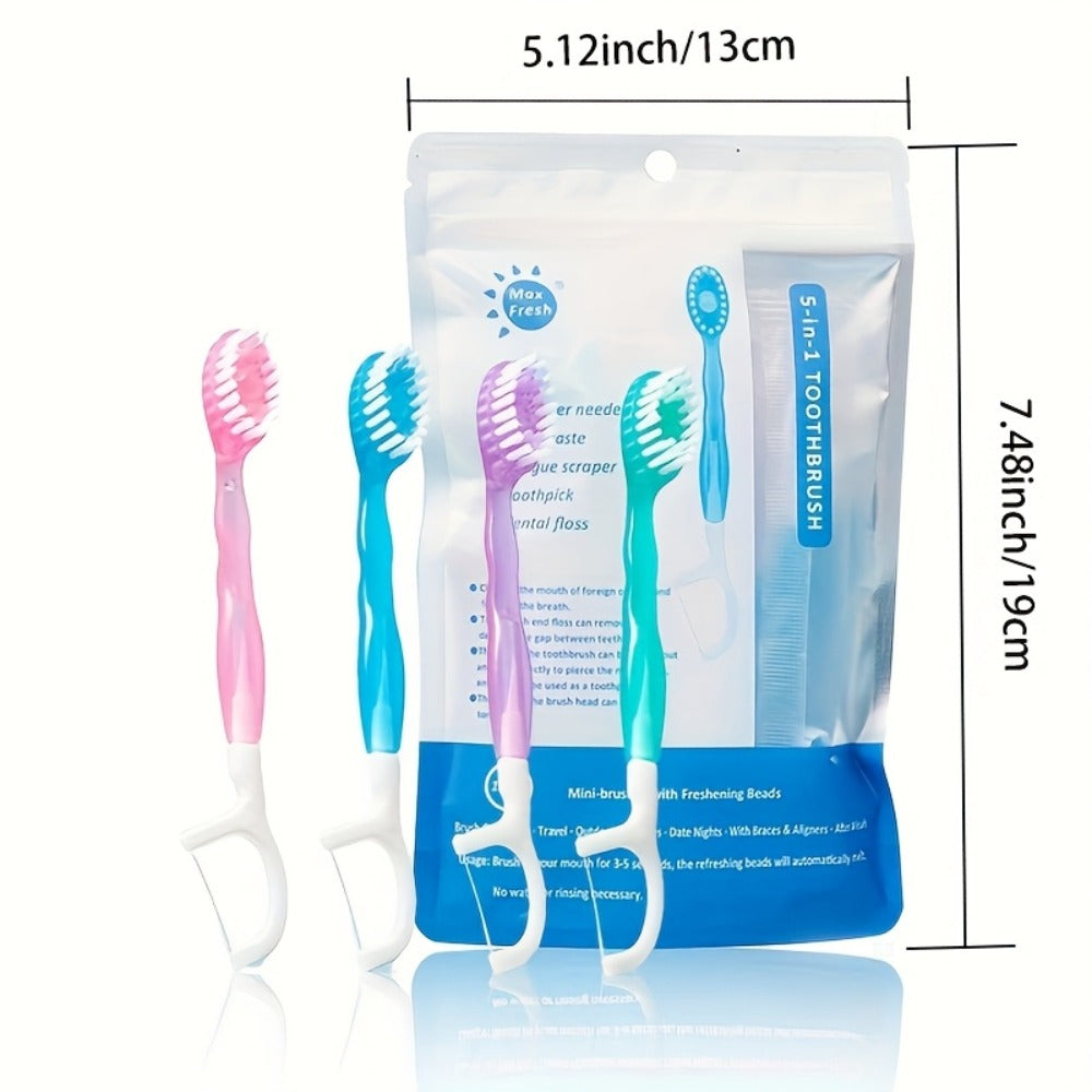 Disposable Toothbrush 24-Pack – Mini Beads No-Rinse Travel Toothbrush, Mixed Flavors, Portable Oral Care Kit for Outdoor Travel, Camping, Hotels, Dating & Parties, Fresh Breath On the Go (2 Bags × 12pcs)