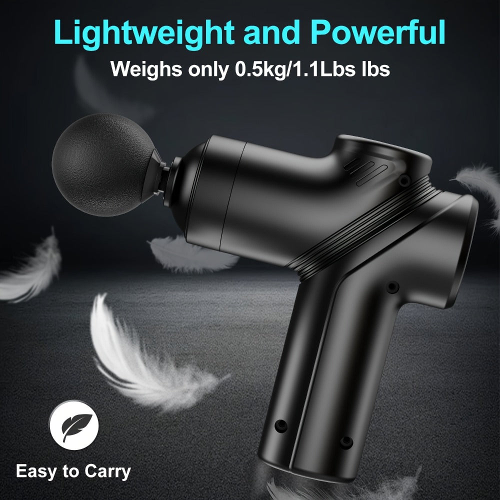 Portable Percussion Massage Gun – Ultra-Quiet Motor, 4 Massage Heads & 6 Adjustable Speeds | Handheld Deep Tissue Massager for Muscle Relaxation, Post-Workout Recovery & Full-Body Relief