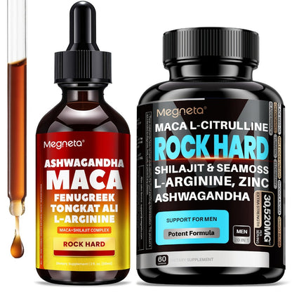 Maca Root & L-Arginine Men's Performance Supplement with Shilajit - Double-Acting Formula for Stamina, Nitric Oxide, Strength & Male Vitality - 3rd Party Tested 60-Day Supply 2 Bottles