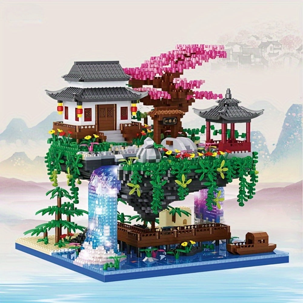 Bonsai Tree Building Set 3320 Pieces Micro Blocks – Chinese Architecture Peach Blossom Cherry Blossom Miniature Model Kit, Unique Birthday Christmas Gift for Adults Teens Collectors