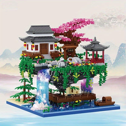 Bonsai Tree Building Set 3320 Pieces Micro Blocks – Chinese Architecture Peach Blossom Cherry Blossom Miniature Model Kit, Unique Birthday Christmas Gift for Adults Teens Collectors