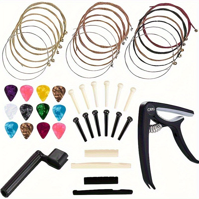 48-Piece Acoustic Guitar Accessory Kit with Strings shown in the 48pcs option