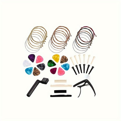 48-Piece Acoustic Guitar Accessory Kit with Strings, Capo and Picks detail image - detail view 9