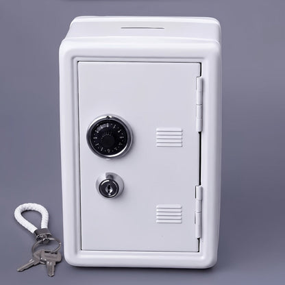 Metal Coin Bank Safe with Key and Combination Lock – Secure Steel Money Box with Removable Drawer, Coin Slot & Cash Storage for Home Office, Kids Gift