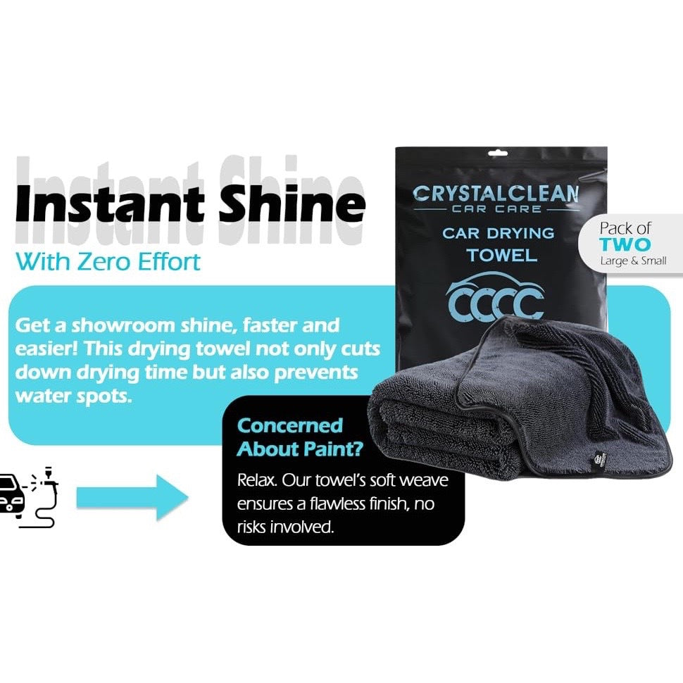 Extra Large Pack of 2 Double Twisted Loop Quick-Drying Towel | 24X36 Inches 1400GSM And 12X12 Inches | High Absorbency | Leaving No Streaks | Designed for Car Detailing