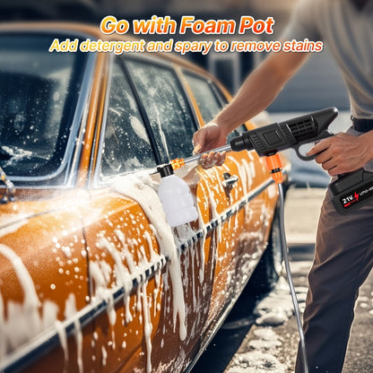 Cordless Pressure Washer 300W - 6-in-1 Nozzle, 1.3GPM Handheld Car Wash Gun with 15000mAh Battery, 60-Min Runtime for Car, Home, Garden & Floor Cleaning