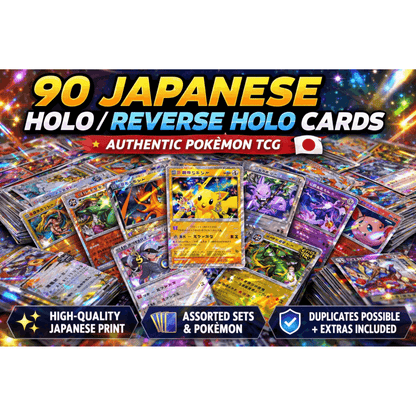 Japanese Pokemon Cards Lot 90ct Holo & Reverse Holo – 30 Holo + 60 Base Assorted Authentic Japanese Edition Holographic TCG Cards, Bulk Collection for Collectors Resellers Deck Builders