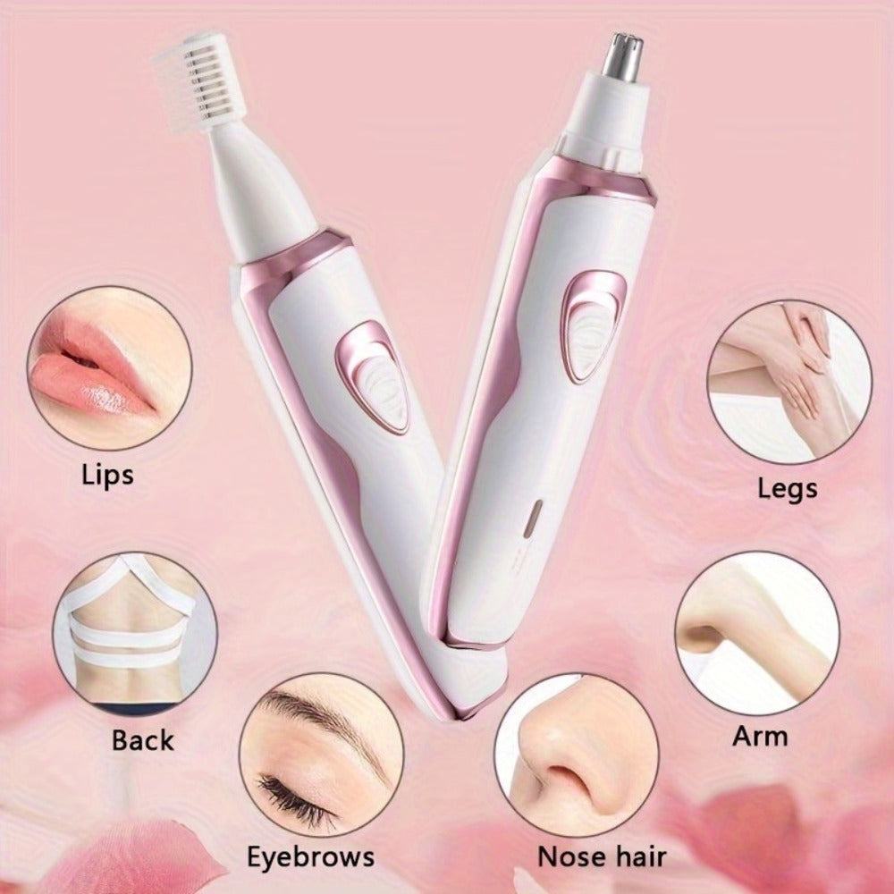 Electric Shaver for Women 4-in-1 Rechargeable Grooming Kit – Painless Hair Remover Eyebrow Trimmer Nose Hair Bikini Trimmer, Portable Body Hair Removal Face Legs Underarms, Beauty Gift for Her