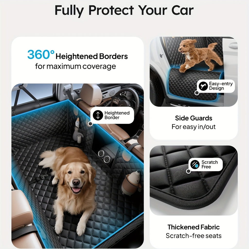 Heavy Duty Dog Hammock with Hard Bottom Support | 450lbs Capacity, XL Size, Suitable for 2-4 Large Dogs, Knit Fabric, Backseat Protector for Truck/SUV