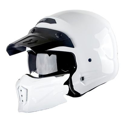 Motorcycle Full Face Helmet Open Face Helmet with Smoked Shield (Detachable Visor & Face Mask)
