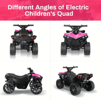6V Kids Electric Quad ATV Ride-On 4-Wheeler with Headlights Foot Pedal Accelerator Treaded Anti-Slip Tires 1.86 MPH Outdoor Birthday Gift Boys Girls Ages 3+ Pink Blue Red Black