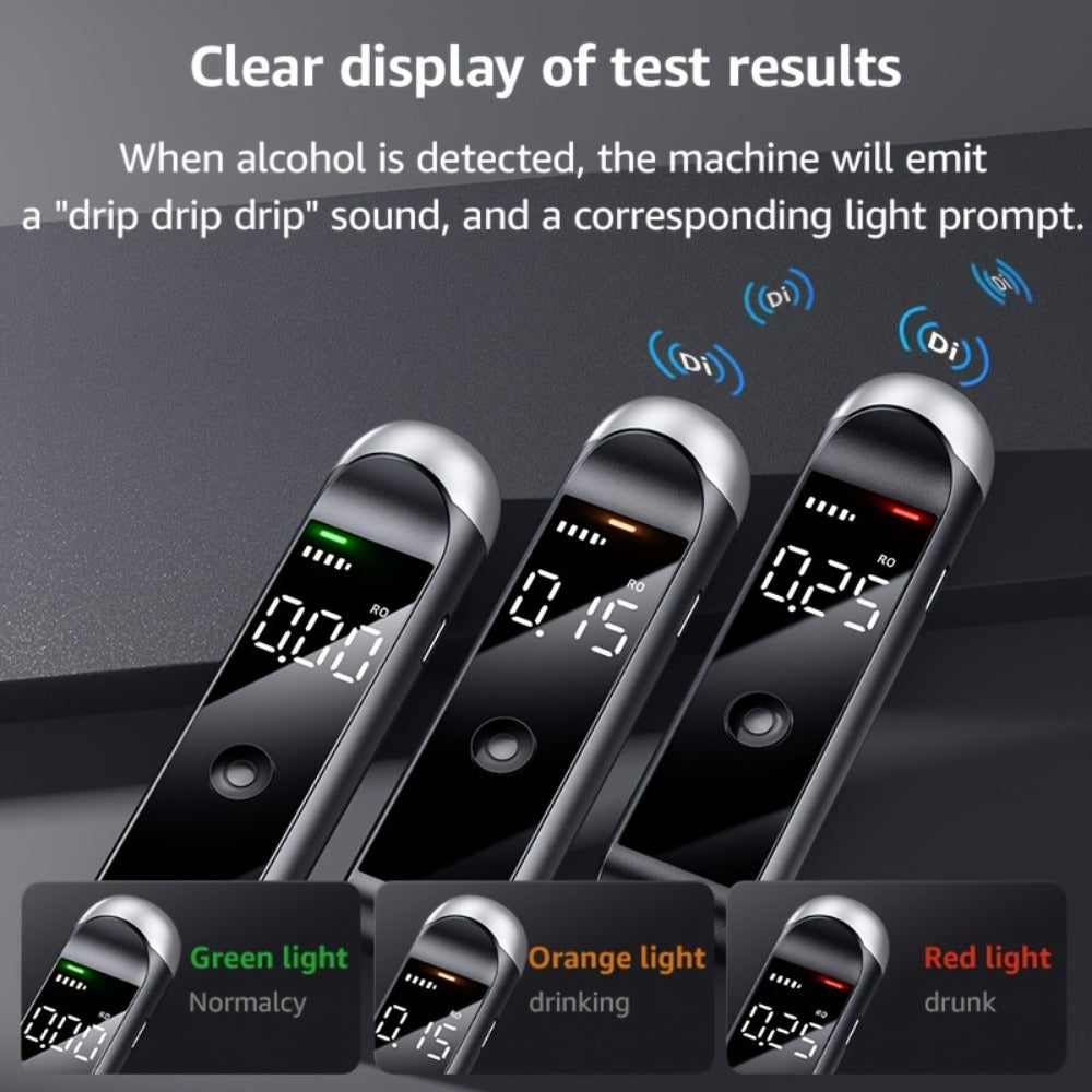 Rechargeable Breathalyzer Alcohol Tester – Professional Digital Breath Alcohol Detector, Portable Personal Breathalyzer with LCD Display, Available in Green, Black & Pink
