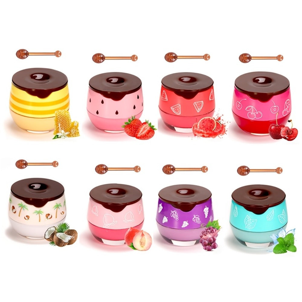 Vitamin E Lip Balm Set 8 Pcs Honey Pot Design — Propolis Overnight Hydration, 8 Flavors Honey Strawberry Watermelon Mint Aloe, Moisturizing Lip Treatment Gift for Women Girls & Beauty Lovers