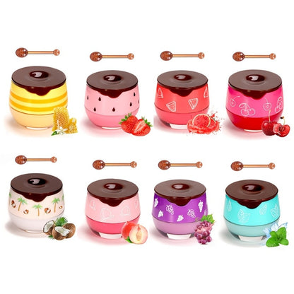 Vitamin E Lip Balm Set 8 Pcs Honey Pot Design — Propolis Overnight Hydration, 8 Flavors Honey Strawberry Watermelon Mint Aloe, Moisturizing Lip Treatment Gift for Women Girls & Beauty Lovers