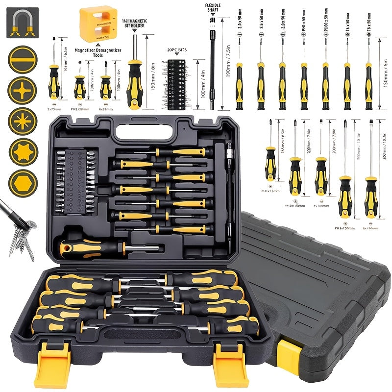 43pcs Magnetic Screwdriver Set with Magnetizing and Demagnetizing Tools - Interchangeable Batch Head, Ergonomic Handle and Magnetic Base - Suitable for Manual Tools in Automobiles and Electronic Products,Precision Screwdriver Set for Tools for Men