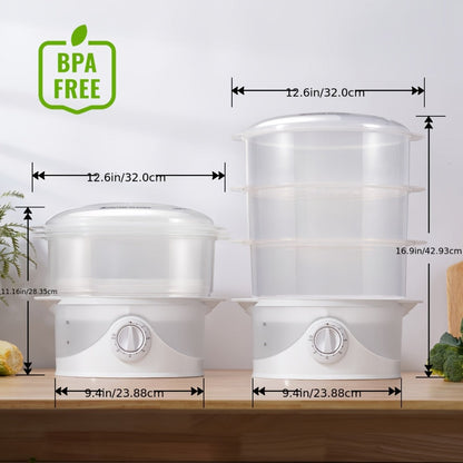 Electric Food Steamer 3-Tier 9.6QT Large Capacity, 800W Fast Cooking, 60-Min Timer, Boil-Dry Protection, Dishwasher Safe & BPA-Free – Multi-Tier Steamer for Vegetables, Dumplings & Family Dinners