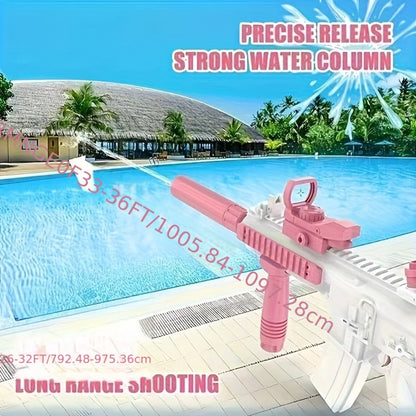 Continuous-Fire Automatic Water Gun for Kids & Adults – High-Capacity Long-Range Squirt Blaster for Summer Beach Pool Backyard Outdoor Play, Birthday Gift for Boys Girls, Blue Pink Random Mini Model