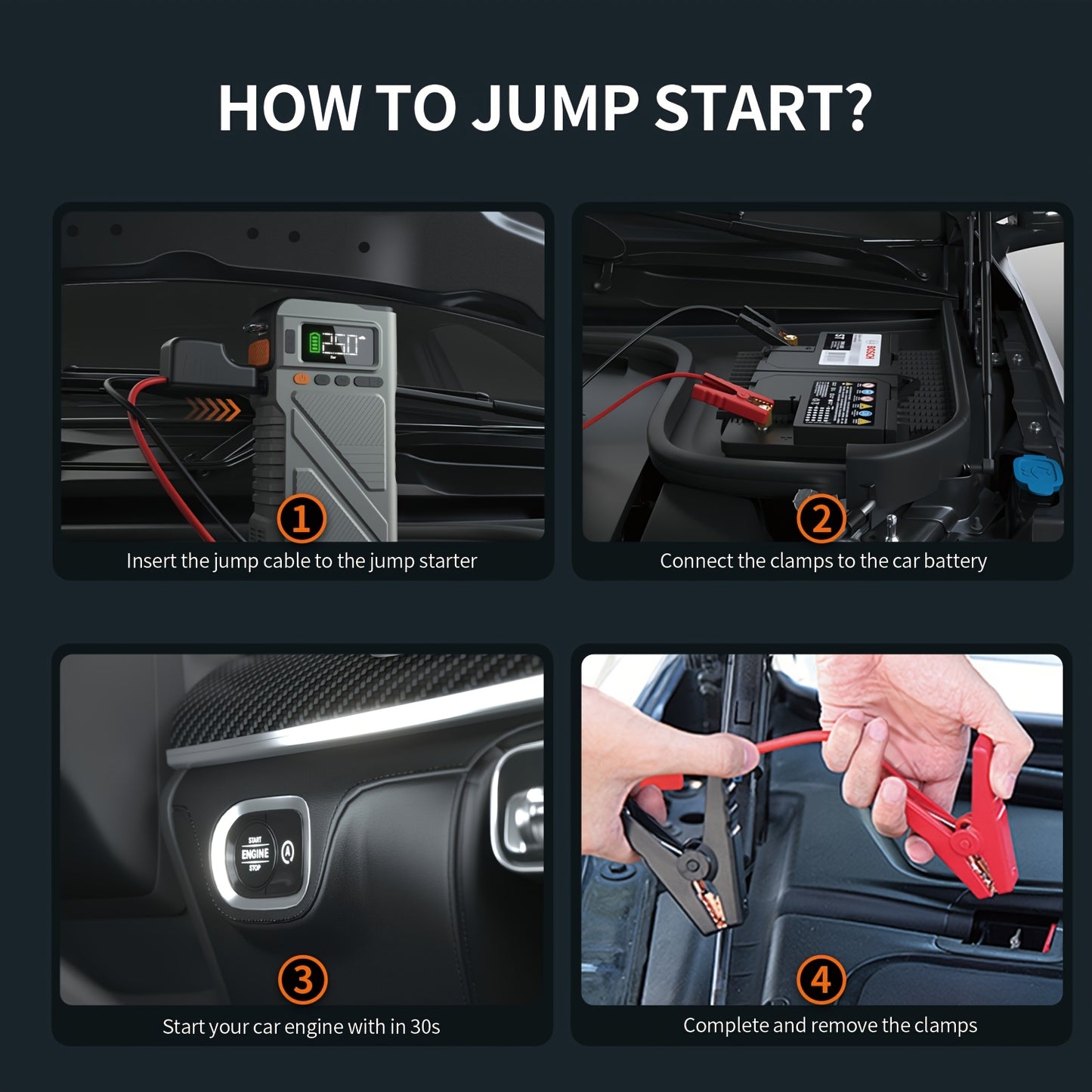 6000A/8000A Jump Starter with 150PSI Air Compressor – 7-in-1 Jump Box with Digital Tire Inflator, Portable Car Battery Charger for 12V Vehicles Up to 2.64gal Gas / 2.38gal Diesel, LED Light & USB Output