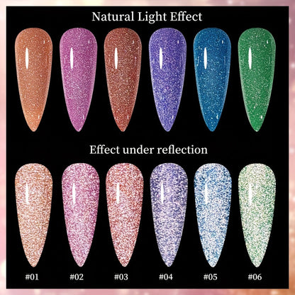 Glitter Gel Nail Polish Set 6pcs Crushed Starlight Sparkling Rhinestone Soak-Off UV LED 0.51oz Each – Photo Frame & Candy Styles Seasonal Nail Art Kit for Women, Salon & Home Manicure, Gift for Her