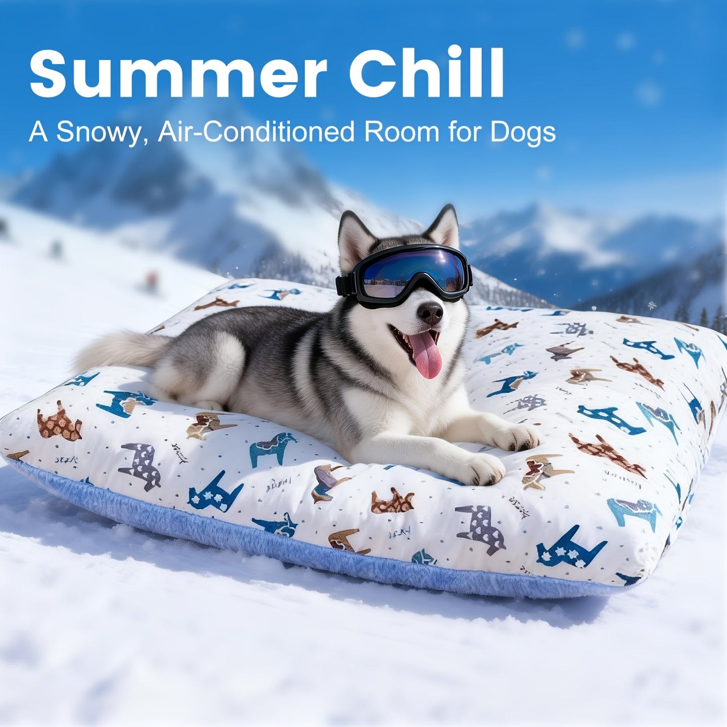 Breathable Washable Dog Bed Mattress – All-Season Pet Mat with Removable Cover & Non-Slip Bottom for Small, Medium & Large Dogs | Cute Animal Patterns