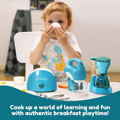 Kids Play Kitchen Toy Set with Realistic Coffee Maker, Toaster & Blender – 26PCS Pretend Play Kitchen Appliances for Toddlers Ages 3+, Role Play Cooking Toys, Birthday Christmas Gift for Girls Boys