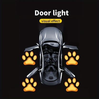 Car Door LED Projector Welcome Lights 4 Pcs – Courtesy Step Logo Light Cute Pattern Projection Festive Atmosphere Night Light Sky Blue Pink Amber