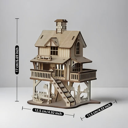 3D Wooden Puzzle Model Kit Forest Cabin – DIY Rustic Treehouse Building Set Interlocking Wood Blocks, STEM Brain Teaser Architecture Craft Gift for Adults Teens Home Office Decor