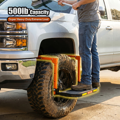 Thickened Anti-slip Foldable Tire Steps - Essential Parts For Truck, SUV And Trailer Maintenance - Adjustable Height With A Load Capacity Of 350 Pounds[Fits Tires Up To 13.5in Wide] - Portable Foldable Design, Tire Accessories