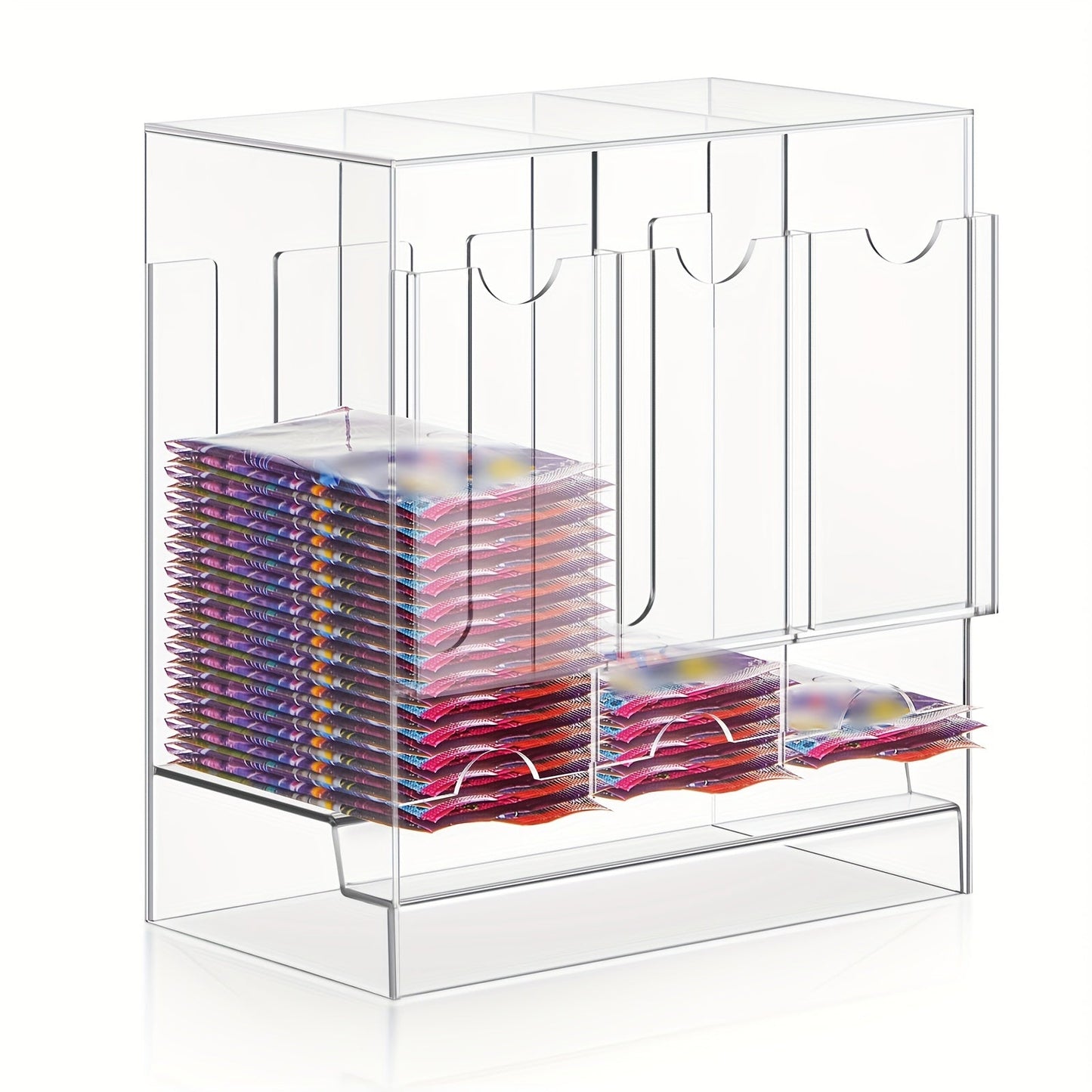 Booster Pack Dispenser Acrylic 3 Slots Clear Display Stand – Trading Card Pack Organizer Rack for Pokemon MTG Yu-Gi-Oh Sports Cards, Card Shop Counter Display Storage