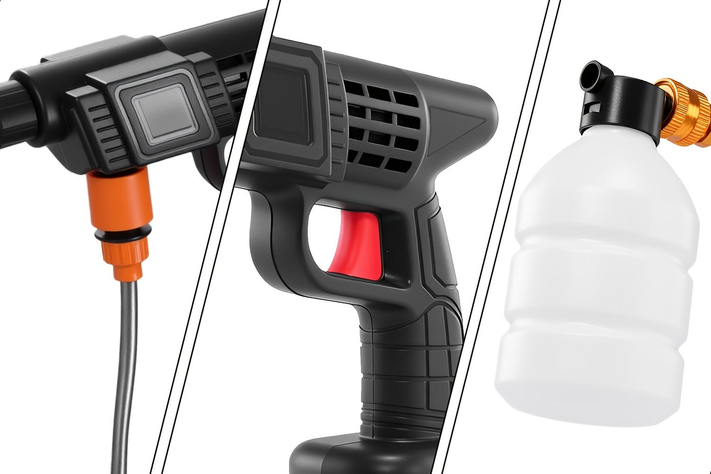 Cordless Pressure Washer 300W - 6-in-1 Nozzle, 1.3GPM Handheld Car Wash Gun with 15000mAh Battery, 60-Min Runtime for Car, Home, Garden & Floor Cleaning