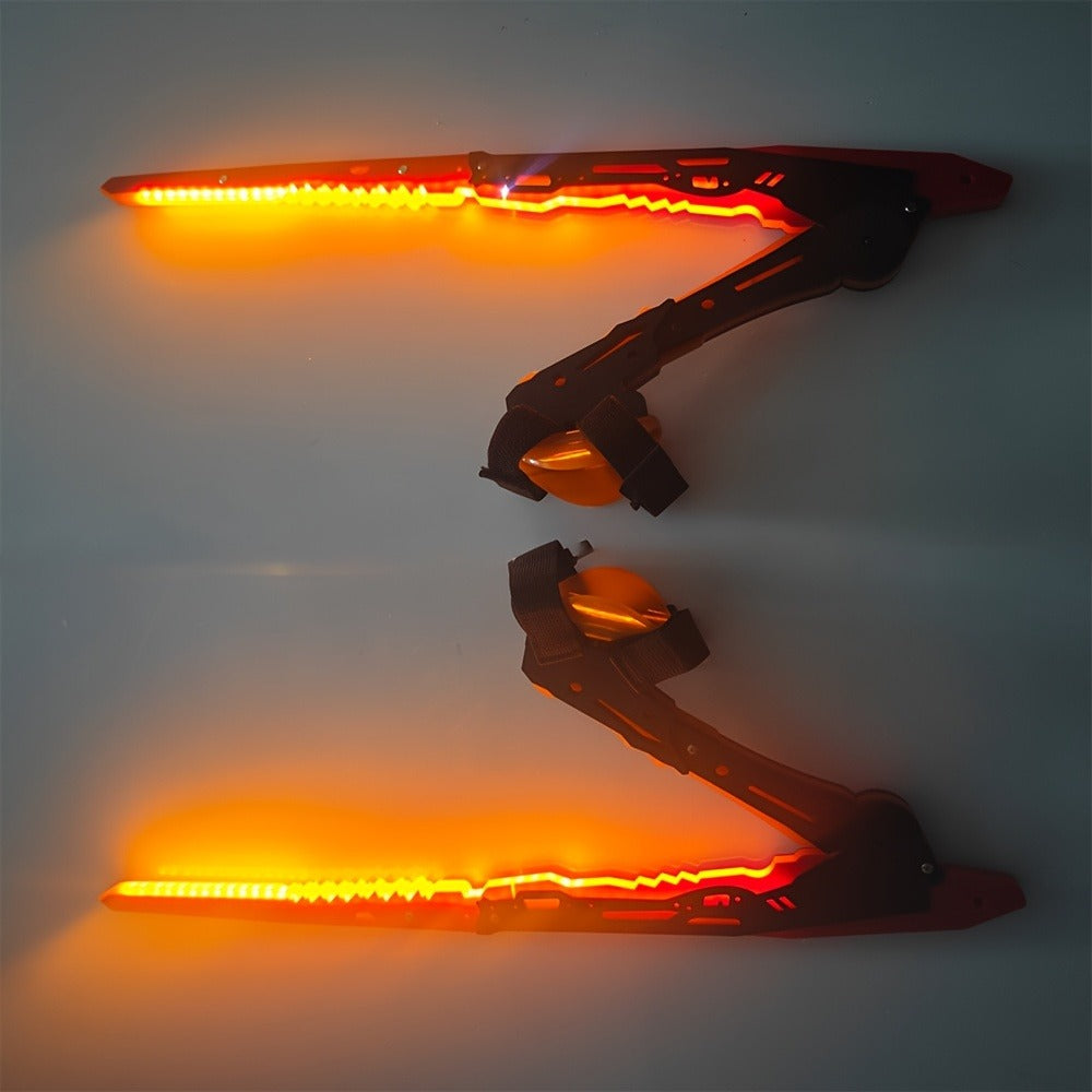 LED Mantis Knife Cyberpunk Light Up Acrylic Prop – Luminous Blade for Halloween Costume Cosplay Sci-Fi Role Play Party, Rechargeable Red & Blue Single or 2pcs Set for Men & Women
