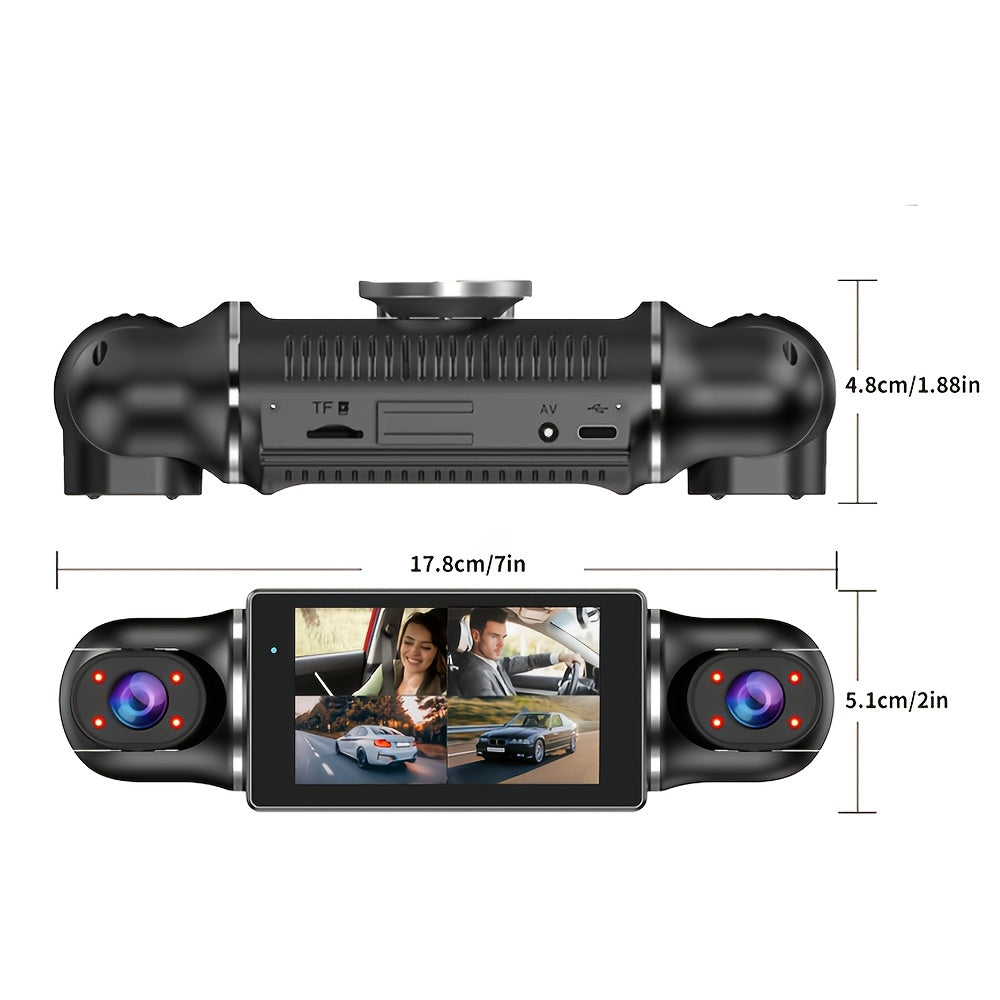 Wifi And 512GB Memory Card, Car Dash Cam, 4-Lens 1080P Full HD Video, Front, Back, Left And Right 360-Degree Driving Recorder, 170-Degree Ultra-Wide Angle, Support Loop Recording, Driving Record