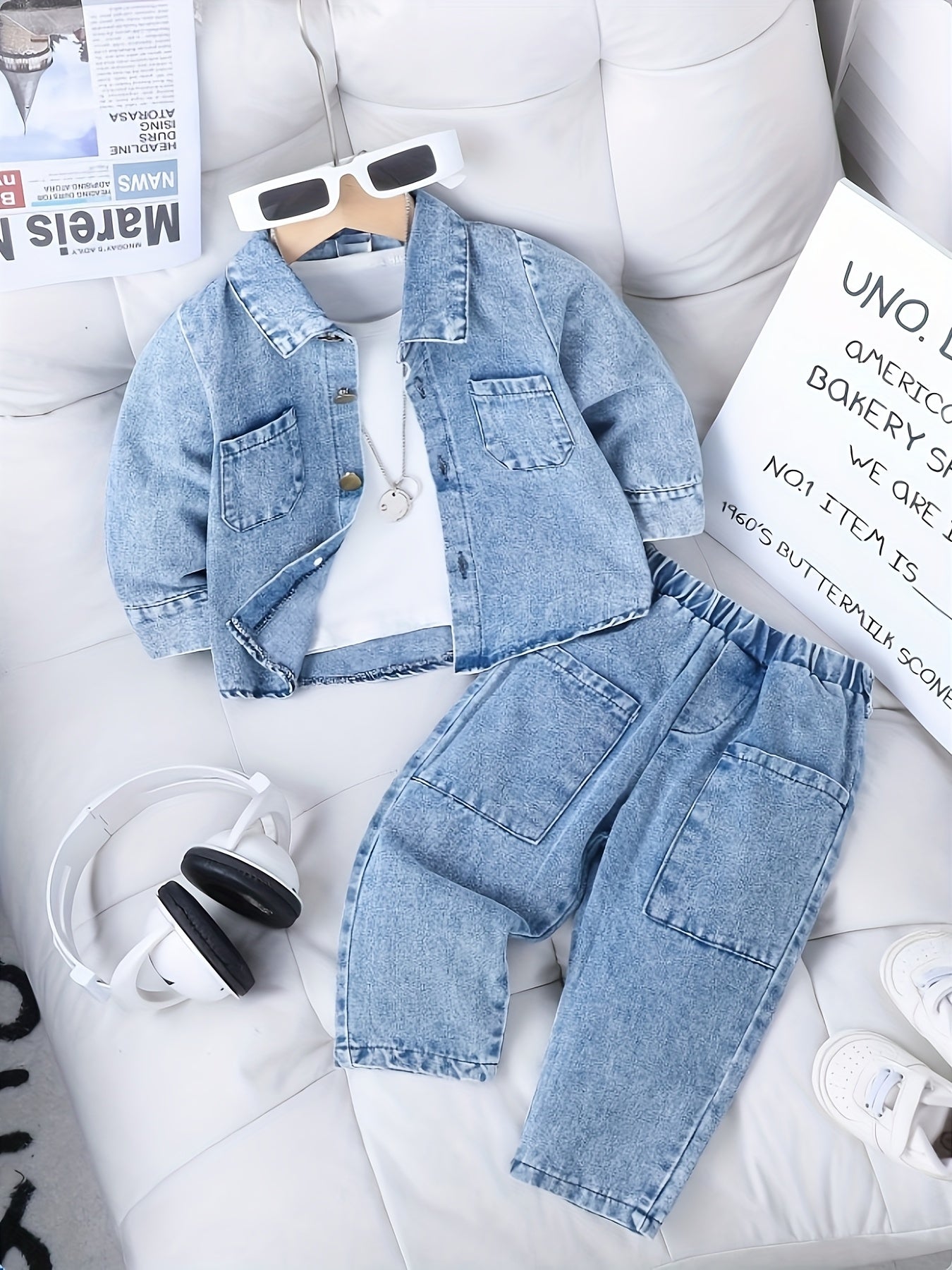Baby Girls' Denim Jacket & Pants Set - 2-Piece