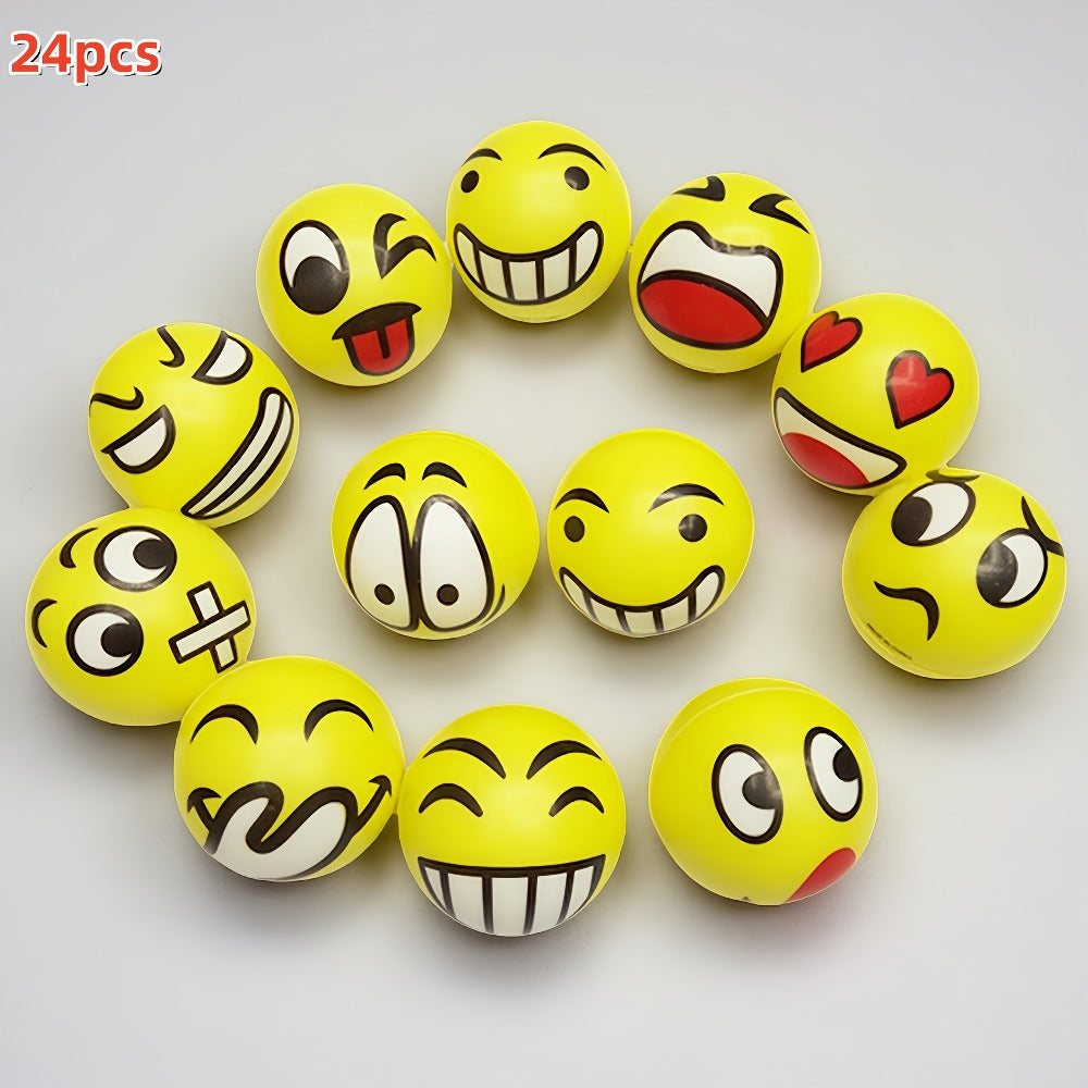 Stress Balls Bulk 24 Pack Mini Squeeze – Funny Emoji Face Foam Stress Relief Toys for Kids & Adults, Classroom Prizes, Carnival Rewards, Birthday Party Favors & Holiday Giveaways