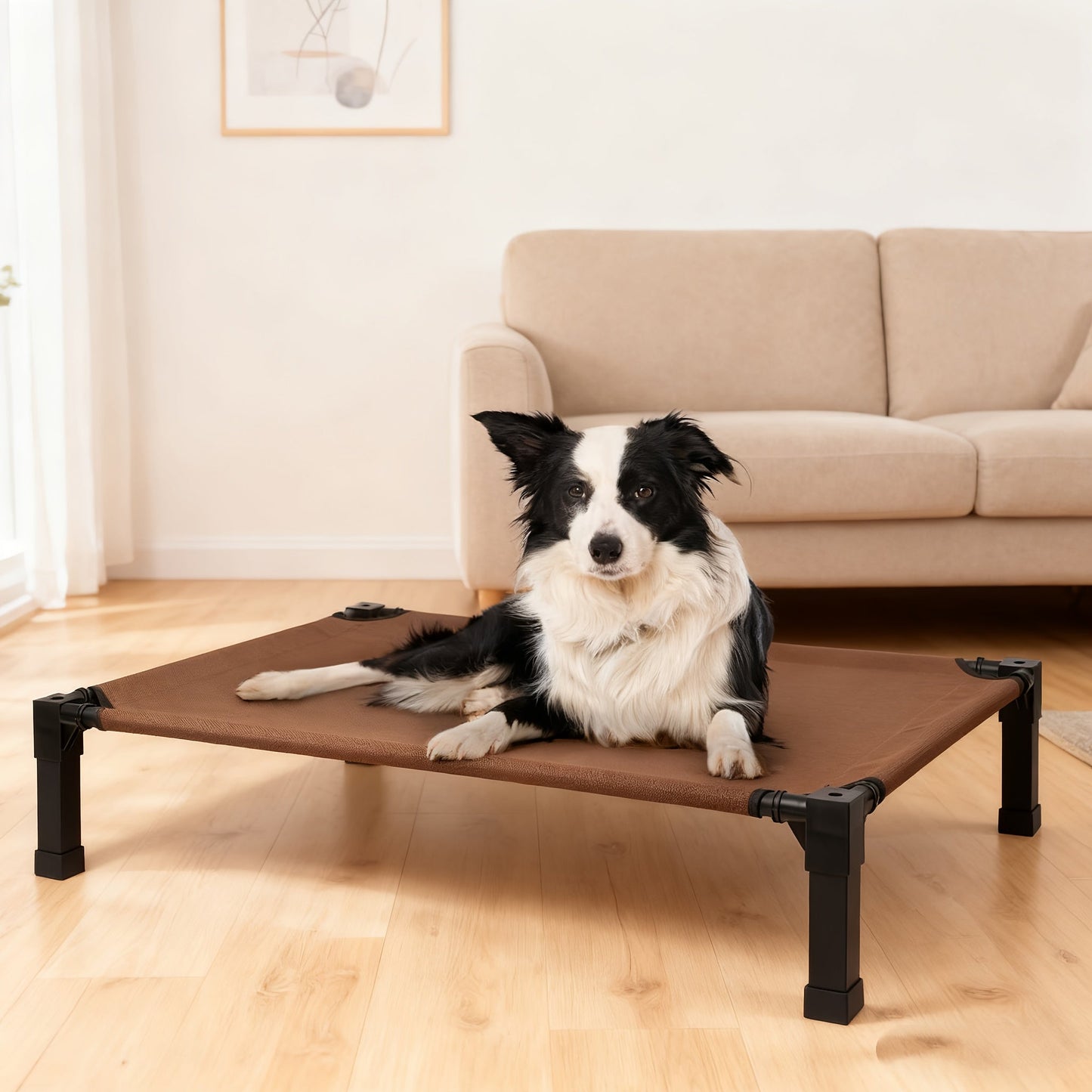 Elevated Dog Bed with Cooling Mesh & Metal Frame - Raised Dog Cot Bed with Washable Breathable Mesh, No-Slip Feet, Portable Dog Bed for Outdoor & Indoor Use, Available in 4 Sizes & 7 Colors