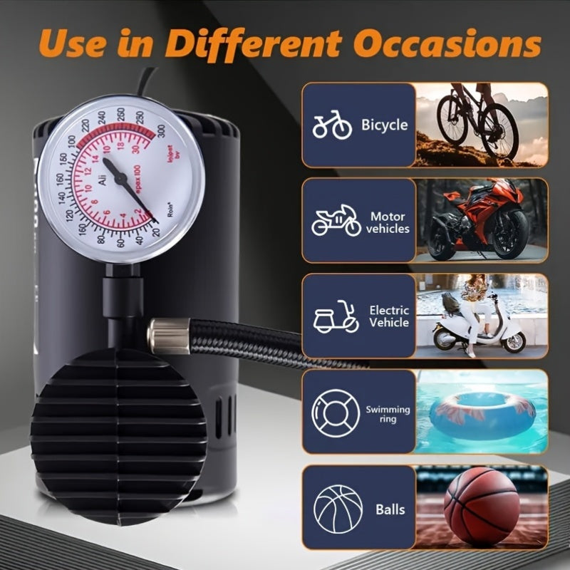 Automatic Electric Pneumatic, 300PSI 12V Mini Compressor Air Pump Electric Tire Air Inflator Pump Mini Air Compressor, Without Battery