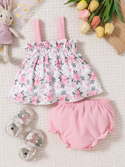 Baby Girl Floral Outfit Set - Spring