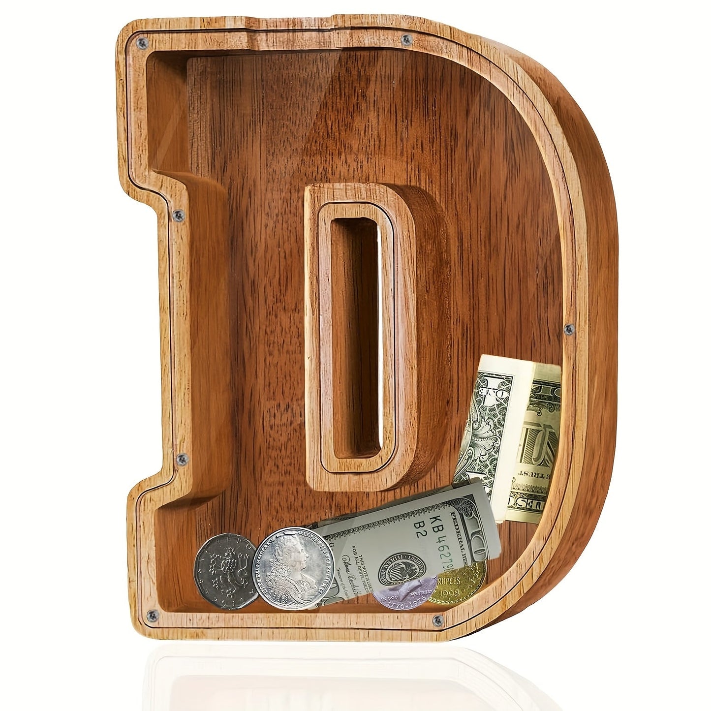 Personalized Wooden Piggy Bank for Kids – A-Z Alphabet Letter Initial Coin & Bill Savings Bank for Boys & Girls, Toddlers to Big Kids | Birthday Christmas Baby Shower Gift | Financial Literacy Toy & Room Decor