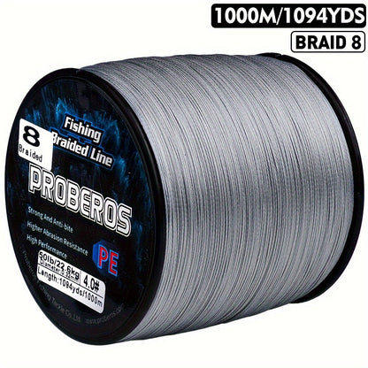 8-Strand Braided Fishing Line 1094 Yards – Zero Stretch, Abrasion Resistant Superline | 10LB–100LB | Gray, Green, Blue Camo, Green Camo