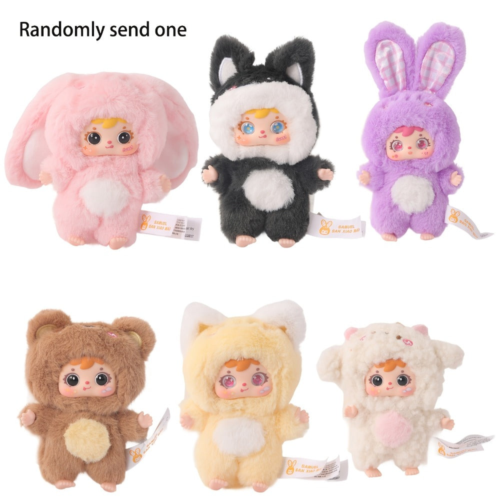 Kawaii Plush Keychain Charm – Cute Pet Healing Doll Rabbit Bear Stuffed Animal Bag Pendant, Random Style, Birthday Gift for Girls & Teens
