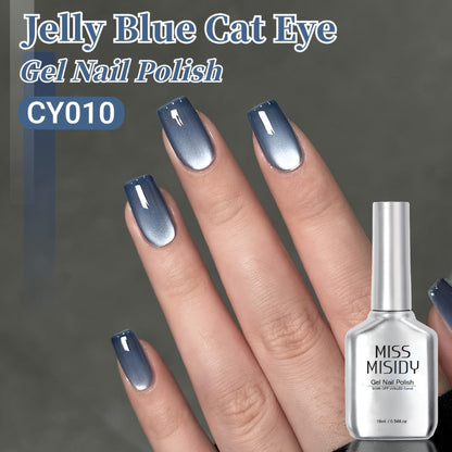Cat Eye Gel Nail Polish Jelly Blue 0.54oz Sheer Glass-Like Finish — UV LED Soak-Off Long-Lasting Gel Polish for Manicure & Pedicure, Easy Application Nail Art Color for Women Home Salon CY010